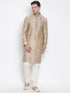 Vastramay Men's Beige Cotton Silk Blend Kurta